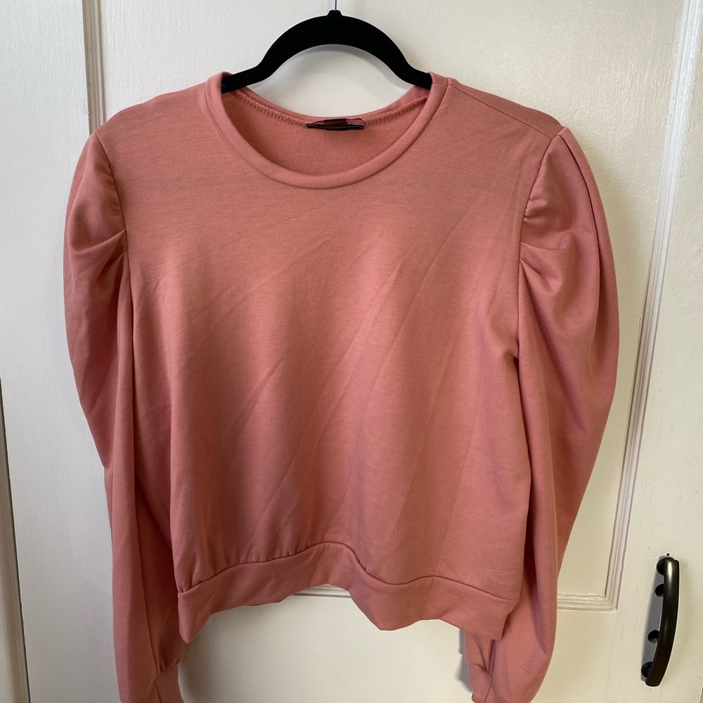 Peach Puff Sleeve Sweatshirt